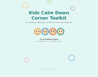 Kids Calm Down Corner Toolkit | Emotion Regulation Activities, Feelings Chart, Coping Skills (PDF)