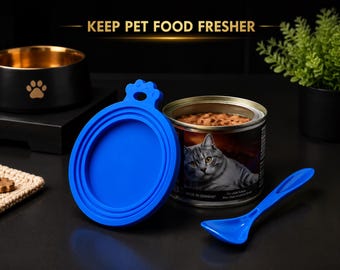 Silicone Pet Food Can Cover & Spoon: Reusable Lid Seal