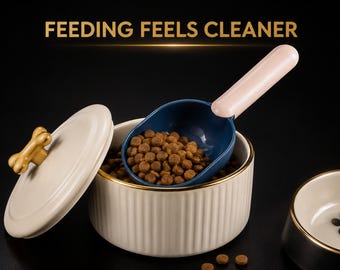Pet Food Scoop with Sealing Clip Handle | Dog Cat Kibble Spoon