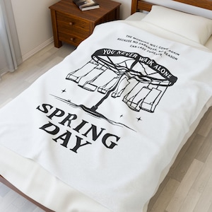BTS Spring Day Fleece Blanket: Minimalist K-Pop Throw - ARMY Gift