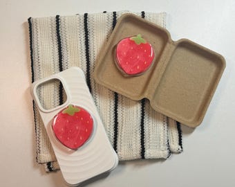 Strawberry MagSafe Phone Grip|Strawberry Magnetic Fruit Style Phone Holder|Kawaii Kindle Grip|Cute Phone Accessory|Charm|Kindle Stand