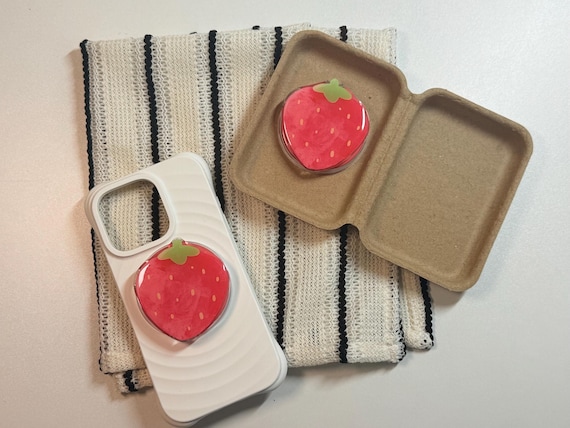 Strawberry MagSafe Phone Grip|Strawberry Magnetic Fruit Style Phone Holder|Kawaii Kindle Grip|Cute Phone Accessory|Charm|Kindle Stand