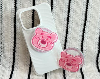 Pink Bear MagSafe Phone Grip | Kawaii Hand-Drawn Style