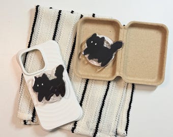 Black Cat MagSafe Phone Grip|Cute Magnetic Cat Phone Stand|Kawaii Cat Theme Kindle Holder|Animal Theme Accessory|Gift for Halloween