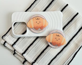Croissant MagSafe Phone Grip|Magnetic Bread Phone Stand|Cute French Pastry Kindle Grip|Kawaii Kindle Holder|Gift for Pastry Lover