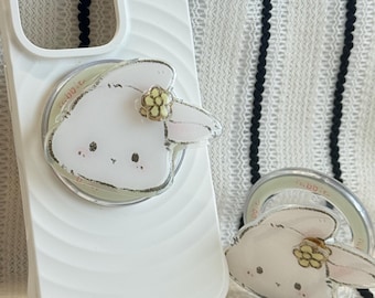 Pastel Bunny MagSafe Phone Kindle Grip: Flower Ear, Kawaii Kindle Stand