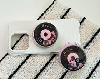 Pink Retro CD MagSafe Phone Grip | Shaking Music Charms