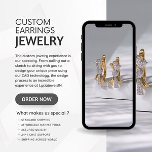 Double Dangle Eternity Labgrown Diamond Huggie Hoop Solid Gold Cartilage Earring Helix Tragus Drop Charm Jewelry for Gifting image 5