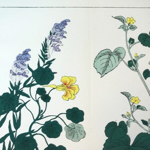 British Jacobean Old English Vintage woodblock printed linen set of 4 placemats Indigo Blue
