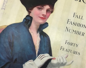 Edwardian Fashion "The Ladies World" Vintage Magazine Cover circa 1917 Titanic Fashion, Framable print Wall Art