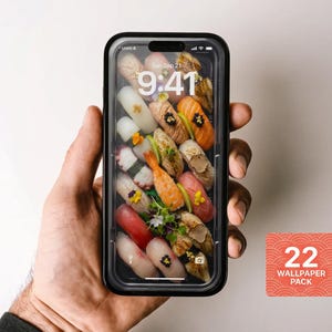 3D Japanisches Sushi Lock Screen Wallpaper Pack, Realistische Illusion, iPhone Android 4K Digital Download