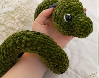 Pluche groene slangenspeelgoed – zachte handgemaakte fluwelen slang voor kinderen