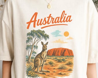 Australia Travel Shirt, Kangaroo Outback Tee, Uluru Australia Shirt, Aussie Vacation Gift, Vintage Comfort Colors Travel Tee