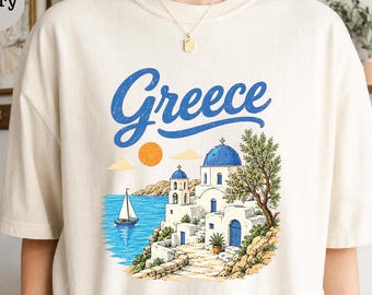 Greece Travel Shirt, Greek Islands Tee, Mediterranean Vacation Shirt, Santorini Inspired Gift, Europe Travel Comfort Colors Tee