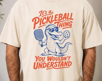 Camiseta divertida de pickleball, camiseta de pickleball con cocodrilo, regalo para jugador de pickleball, camiseta para amantes del pádel, Comfort Colors