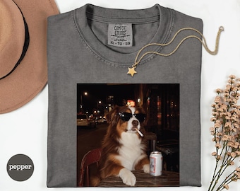 Funny Australian Shepherd Shirt, Cool Aussie Dog Tee, Aussie Lover Gift, Dog Mom Shirt, Vintage Photo Comfort Colors Tee