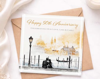 Personalised Anniversary Card – Venice Italy Birthday Card – Romantic Gondola Couple Card – Travel Lovers Romantic Card