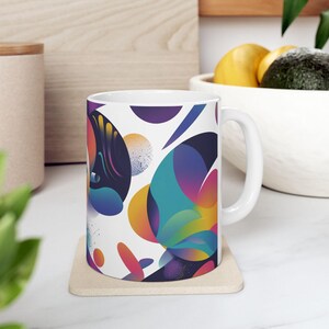 Lebendige abstrakte Keramiktasse: Bunte Kaffeetasse, künstlerisches Trinkgeschirr