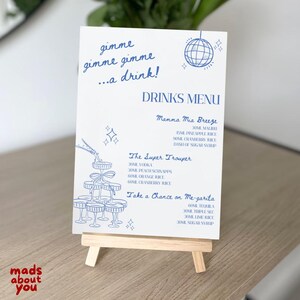 Mamma Mia-tema dryckesmeny A4 redigerbar