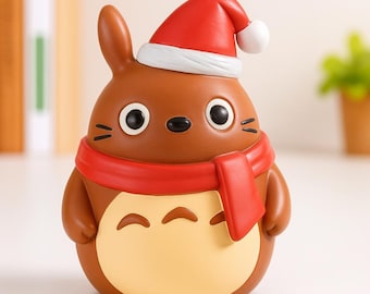 Handcrafted Christmas Totoro Resin Figurine – Ghibli Holiday Ornament