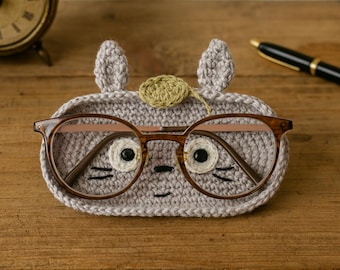 Soporte para gafas de Totoro de ganchillo, soporte para gafas de hilo hecho a mano