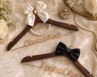 Personalized Wedding Hanger, Custom Bride Groom Name Hanger