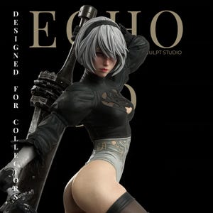 2B android warrior STL figure dynamic pose