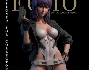 Motoko Kusanagi STL – Figura Cibernética Femme Fatale (Guerreira Estilo Fantasma)
