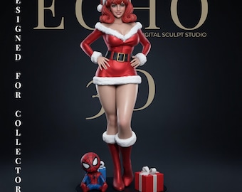 MJ Sra. Claus STL – Estatua coleccionable festiva para imprimir en 3D con versión NSFW