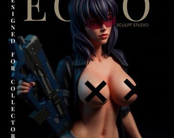 Figura STL de Motoko Kusanagi | Estátua de agente de anime cyberpunk impressa em 3D | Modelo de exibição para colecionadores
