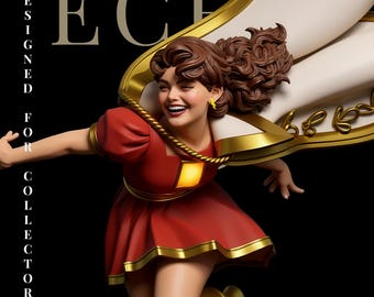 Estátua da Bombshell da Marvel em formato STL – Figura retrô e alegre da heroína para colecionadores e impressão 3D.