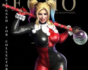 Estátua Harley Quinn STL | Impressão 3D da icônica estátua da Garota Coringa | Modelo de exibição para colecionadores