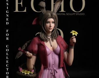 Aerith Bunny STL – Menina das Flores da Primavera com Pingente de Coelhinha (SFW + NSFW)