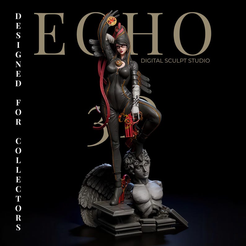 Stylish black suit witch figure STL for collectors