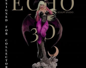 Hechicera Alada Iluminada por la Luna – Figura Premium Imprimible en 3D STL / Inspirada en Morrigan / Estatua de Fantasía para Coleccionistas / Variantes NSFW