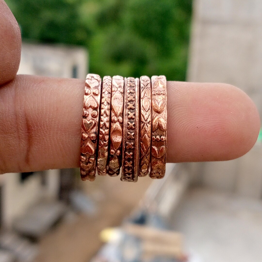 Hammered Pure Copper Stacking Ring Set, Handmade Healing Jewelry - Etsy
