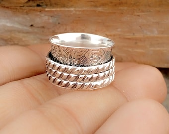 Handmade  925 Sterling Silver Spinner Ring, Handmade Meditation Band