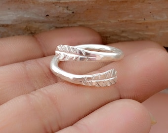 Hammered Sterling Silver Adjustable Ring, Bohemian Statement Jewelry