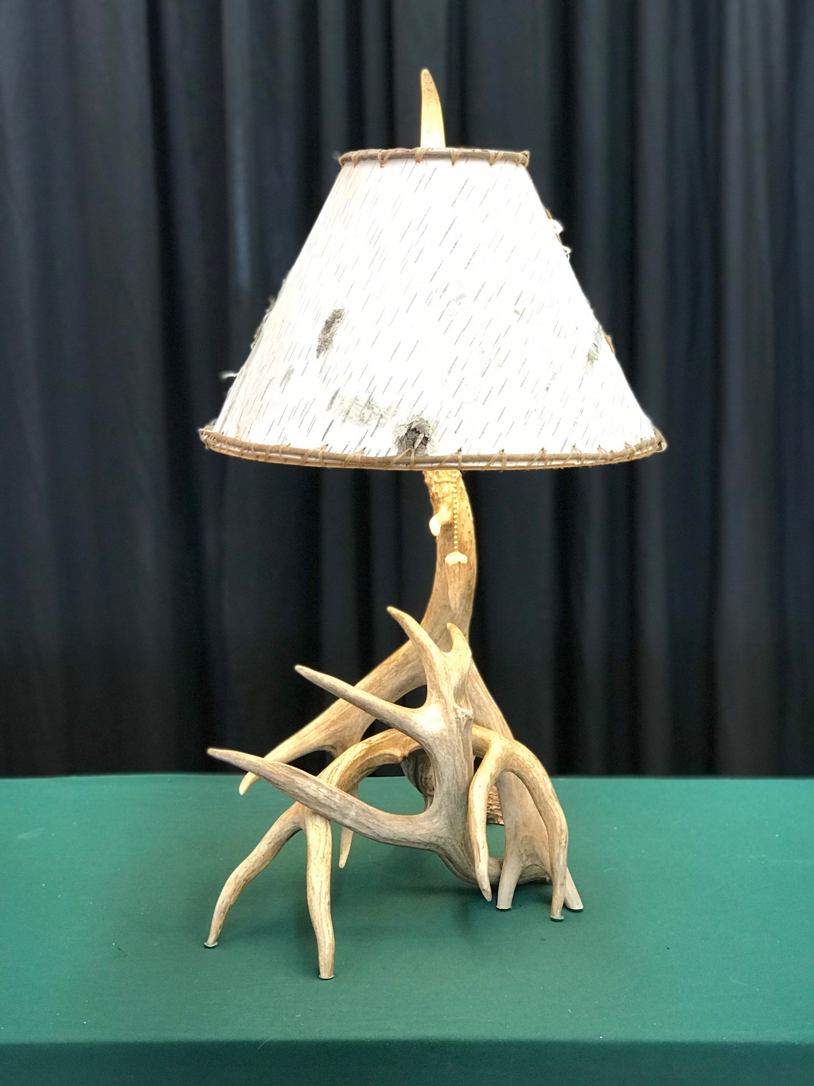 Real Mule Deer Antler Table Lamp with real Birch Bark lamp Etsy