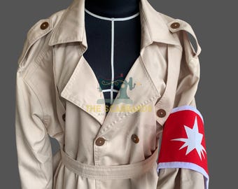 Beżowy zestaw marynarki w stylu cosplay w stylu wojskowym