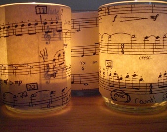 Sheet Music Tea Light Candle Holders Set of 4