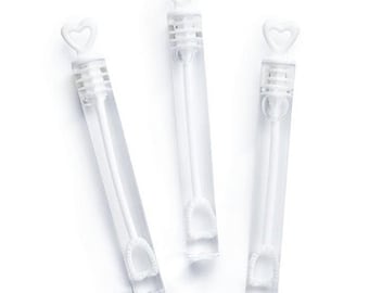 100 Heart Topped Wedding Bubble Tubes - Sold in  Sets of 100