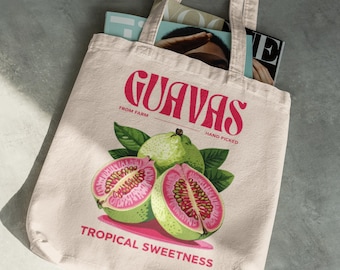 Guavas Tropical Sweetness Tote Bag | Fruit Illustration Canvas Tote