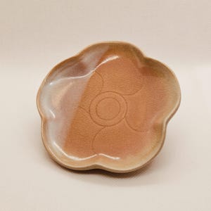 Vintage Japanese Flower Dish: Wabi Sabi Ceramic Plate for Tea