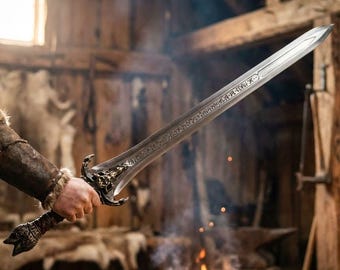 Handgemaakt Atlantisch vaderszwaard | Conan the Barbarian-zwaard | Handgesmeed stalen replica | Cosplay weergeven | Cadeau voor hem