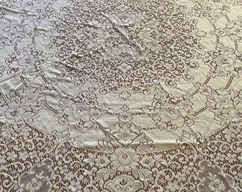 Quaker Lace Tablecloth, vintage lace tablecloth, Scranton lace tablecloth, round lace tablecloth