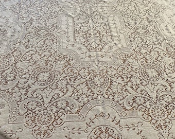 Quaker Lace Tablecloth, Vintage lace tablecloth, French lace tablecloth, filet lace tablecloth