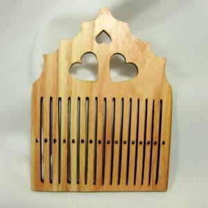 Scandinavian Band or Tape Weaving Heddle, Back Strap Loom, The Three of Hearts