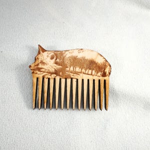 Short Tapestry Weaving Comb: Forest Fox Totem