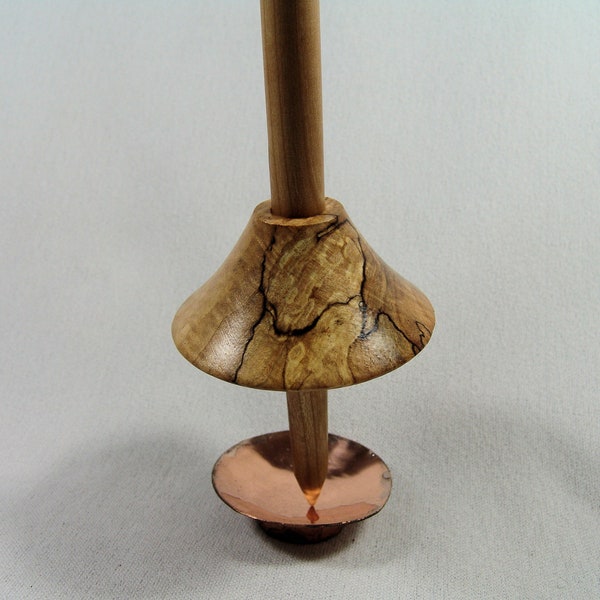 Oseberg Support Spindle with an Oaken Shaft and Spalted Hard Maple Whorl